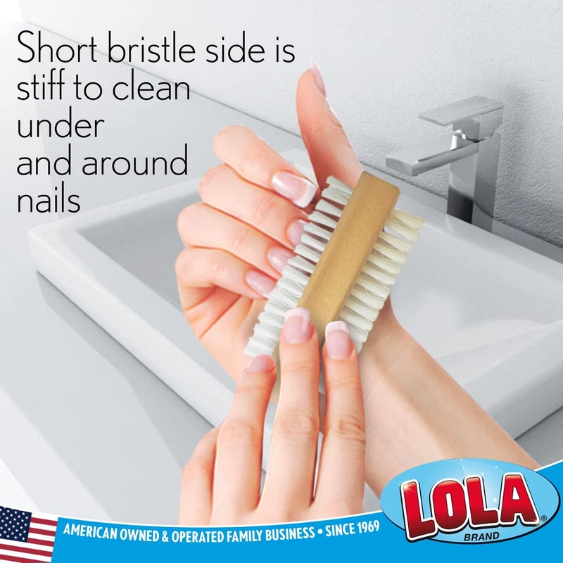 Lola Products Classic Hand & Nail Wood Brush with Heavy Duty 2 Sided Soft & Stiff Bristles for Effective Cleaning - Image 4